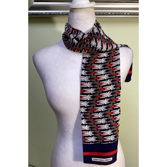 Vintage Salties United Space Alliance Space Shuttle Print Rectangle Scarf 45X10 - Picture 2 of 5